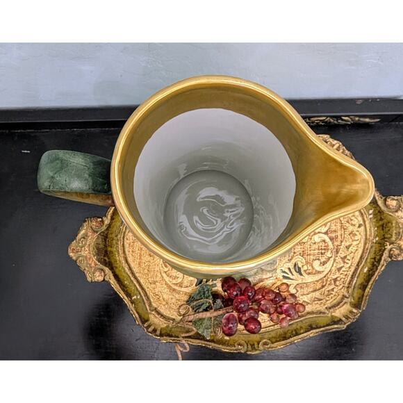 Hand Painted Porcelain Pitcher Tankard Classic Bavaria With Gold Trim Grapes - Picture 5 of 6